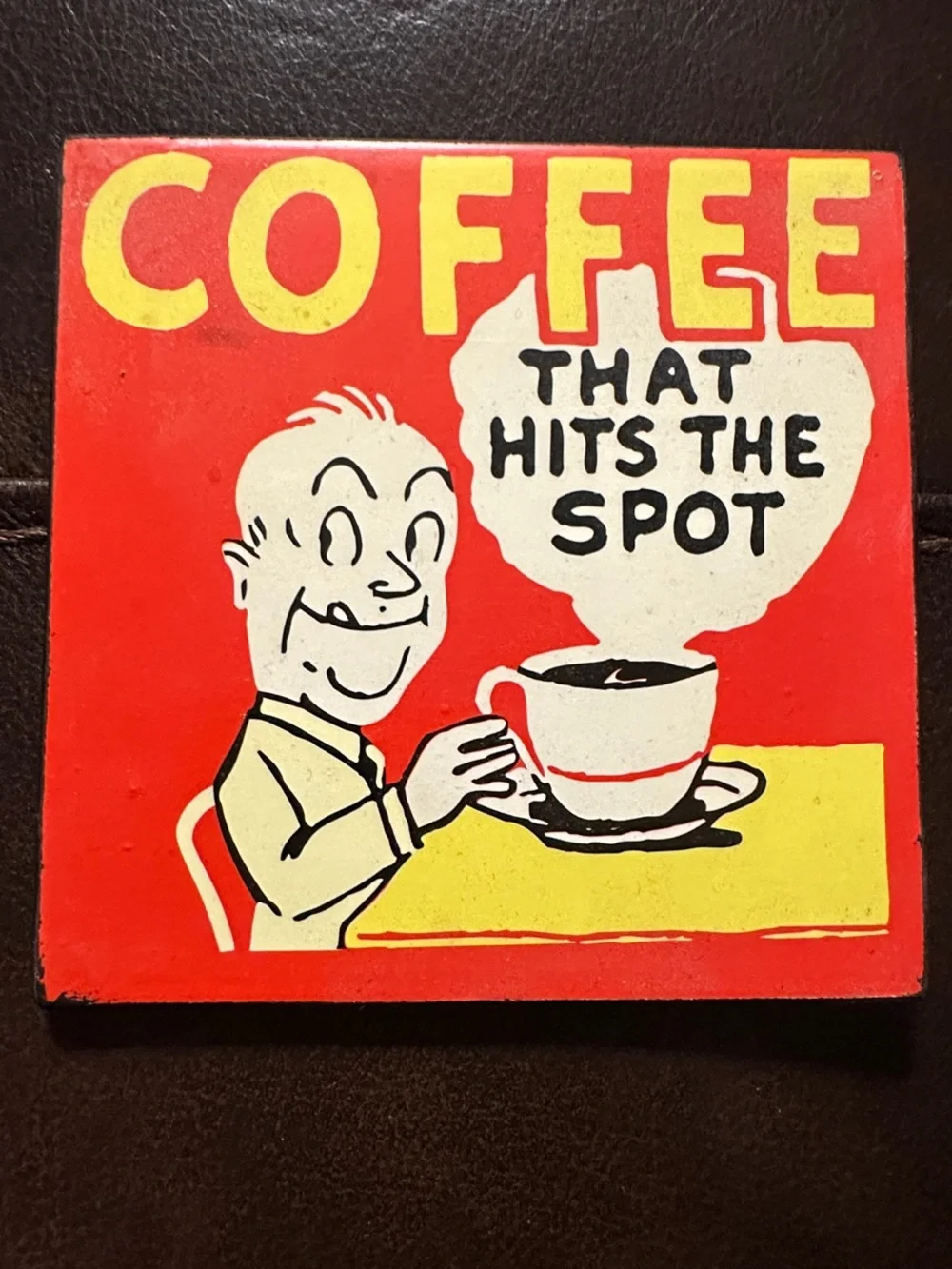 Vintage Retro Coffee Coasters Set of 6 with Red Box Holder